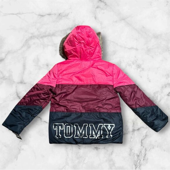 NWT Tommy Hilfiger Pink‎ Fleece Lined Hooded Puffer Jacket Youth Girl Size XL - Picture 2 of 7